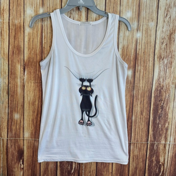 CDJLFH Women’s Casual Cat Print Sleeveless Round Neck Top Size Large - Picture 4 of 9